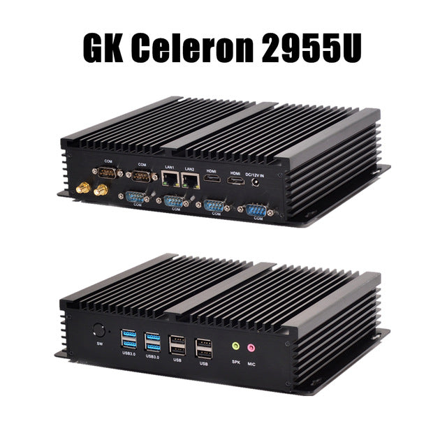 Eglobal G Series Industrial Fanless Mini PC Win10 Intel i7 i5 i3 2955U 2*Intel Lans 6*COM USB Micro Computer Linux 4G WiFi HDMI