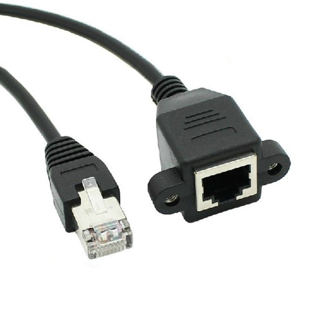 CARPRIE 1pcs 30cm 8Pin RJ45 Cable Male to Female Screw Panel Mount Ethernet LAN Network 8 Pin Extension Cable